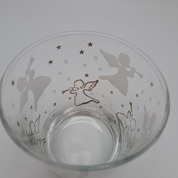 Anchor Hocking Clear Glass Gold White Angel and Star Design Mid-Century Modern - Picture 4 of 13